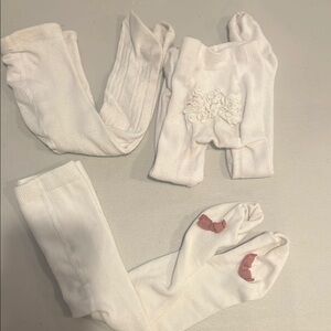 BUNDLE White Baby Tights with Pink Accents